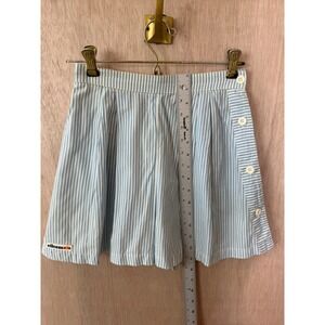 Vintage Ellesse Made in Italy Blue White Striped Side Button Shorts Womens 4